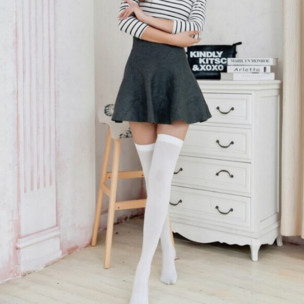 Women's Solid Color Over Knee Socks - Image 3
