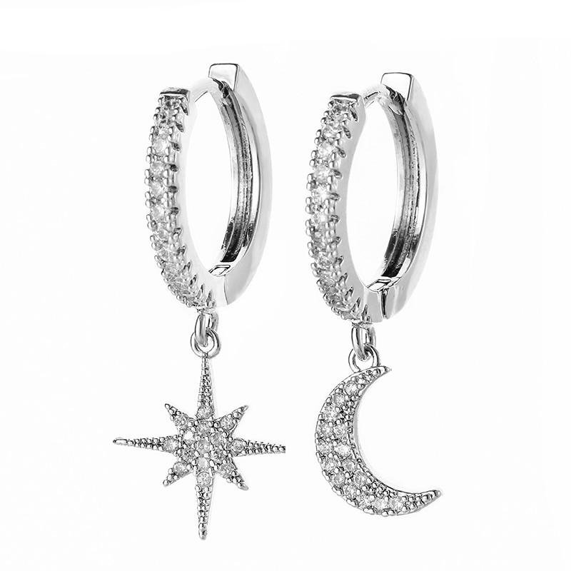 Women’s Star and Moon Hoop Earrings